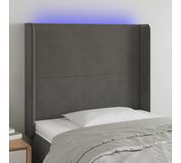 Tête de Lit à LED Gris Foncé 103x16x118/128cm Velours Meuble de Chambre vidaXL