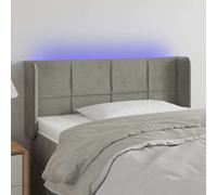 Tête de Lit à LED Gris Foncé 203x16x78/88 cm Velours Meuble de Chambre vidaXL