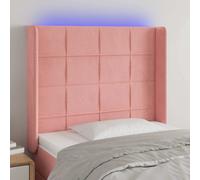 vidaXL Tête de lit à LED Rose 93x16x118/128 cm Velours