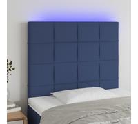 vidaXL Tête de Lit à LED Meuble de Chambre à Coucher Accessoire de Lit Double Tête de Cadre de Lit Intérieur Bleu 144x5x78/88 cm Tissu