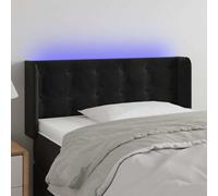 Tête de Lit à LED Meuble de Chambre à Coucher Accessoire de Lit Simple Tête de Cadre de Lit Intérieur Noir 103x16x118/128 cm Velours