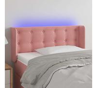 vidaXL Tête de lit à LED Rose 93x16x78/88 cm Velours