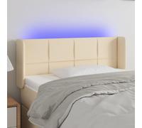 Vidaxl Tête De Lit À Led Crème 93x16x118/128 Cm Tissu