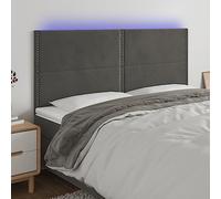 Tête de lit à LED Gris foncé en Velours 160x5x118-128 cm avec Bande LED découpable et Hauteur réglable pour lit, Support Confortable pour Lecture, éclairage USB 5V, Design Moderne