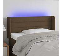 Vidaxl Tête De Lit À Led Marron Foncé 147x16x118/128 Cm Tissu Marron