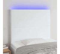 Vidaxl Tête De Lit À Led Blanc 80x5x118/128 Cm Similicuir Blanc