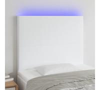 vidaXL Tête de Lit à LED Meuble de Chambre à Coucher Accessoire de Lit Simple Tête de Cadre de Lit Intérieur Blanc 90x5x78/88 cm Similicuir