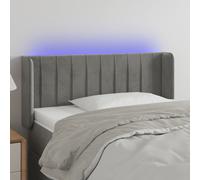 Hoofdbord LED 103x16x118/128 cm fluweel lichtgrijs3124328