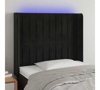 Tête de Lit à LED Noir 103x16x118/128 cm Velours Meuble de Chambre vidaXL