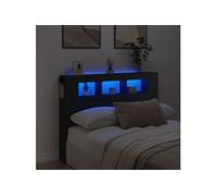 Tête de lit à LED noir 140x18,5x103,5 cm bois d ingénierie