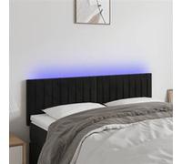 vidaXL Tête de lit à LED pour lit double Velours Noir 144x5x78/88 cm