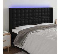 Tête de Lit à LED Noir 147x16x118/128 cm Similicuir Meuble de Chambre vidaXL