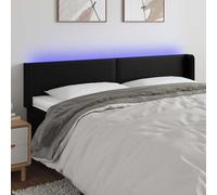 Tête de Lit à LED Noir 203x16x78/88 cm Similicuir Meuble de Chambre vidaXL