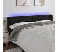 Tête de lit à LED Noir en Velours 183x16x78/88 cm, Bande LED réglable, Design Moderne pour Chambre, Soutien Confortable pour Lire, avec câbles USB et Mousse rembourrée