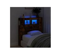 vidaXL Tête de lit à LED chêne fumé 100x18,5x103,5cm Bois d'ingénierie