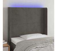 vidaXL Hoofdbord LED 183x16x78/88 cm fluweel donkergrijs3123017 Gris foncé G