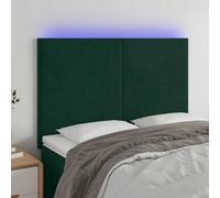 Tête de lit à LED Vert foncé en Velours 144x5x118-128 cm, rembourrée en Mousse, Bande LED Flexible avec Symbole Ciseaux, Design Moderne pour Chambre, Soutien Confortable pour Lecture