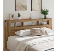Tête de lit à LED - vidaXL - Chêne artisanal - 220x18,5x103,5 cm - LED RVB - Bois d'ingénierie - Connecteur USB