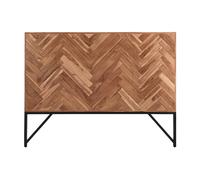 Tête de lit à motifs chevrons en bois massif et métal noir L165 cm STICK