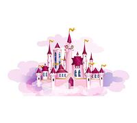 Tête de Lit Adhésive Chambre Enfant - Château de Princesse - Dimensions 56 cm x 1 m - Protection Anti-UV