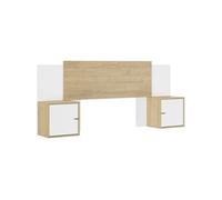 Tete de lit - ALIX - Extensible - Châtaignier naturel / Blanc - 246/226/206 x 34 x 91 cm -