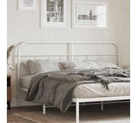 Tête de lit amovible en métal de 193 cm, design classique blanc, cadre en acier robuste et pieds métalliques stables, excellent soutien du dos lorsque vous lisez ou regardez la télévision à