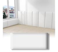 Tête de lit autocollante, Rembourrage Mural 3D Anti-Collision, Autocollants muraux pour Chambre d'enfant, Panneaux muraux en Cuir Souple pour dosseret de lit (Couleur : Blanc, Taille : 120 c