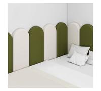 Tête de lit autocollante, Rembourrage Mural Anti-Collision 3D pour Enfants, Panneaux muraux décoratifs en Cuir pour lit Queen Size, Auto-adhésif (Blanc + Vert foncé, 120 x 50 cm)