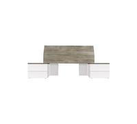 Tête de Lit avec 2 Tables de Chevet coloris blanc artic - chêne à nœuds alaska - Hauteur 96 x Longueur 256 x Profondeur 34 cm