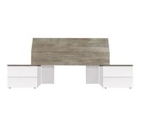 Tête de Lit avec 2 Tables de Chevet coloris blanc artic - chêne à nœuds alaska - Hauteur 96 x Longueur 256 x Profondeur 34 cm