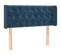 Tête de lit avec oreilles - Bleu foncé (103 x 16 x 78/88 cm) - Tissu en velours pour lits et chambres à coucher - Design élégant pour plus de confort et de style