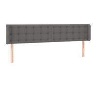 Tête de lit avec oreilles - Gris - 163 x 16 x 78/88 cm - Cuir synthétique - Design moderne pour chambre à coucher - Cuir synthétique durable et facile d'entretien - Solution élégante de tête de lit