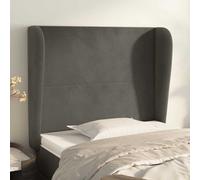 Hoofdbord met randen 93x23x118/128 cm fluweel donkergrijs3117713