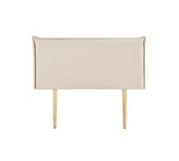Tête de lit BASOL 120 rembourrée, En tissu polyester pour lit 120 cm, Sur pieds en bois, Ecru
