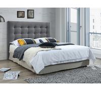 Tête de lit capitonnée - 140 cm - Tissu - Gris - FRANCESCO
