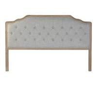 Tete de lit capitonnee en chene et polyester coloris gris clair - Longueur 180 x Profondeur 10 x hauteur 120 cm - -