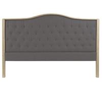 Tête de lit capitonnée en lin coloris gris foncé et bois naturel - longueur 160 x profondeur 10 x Hauteur 120 cm -PEGANE -