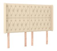Tête de lit crème 163 x 16 x 118/128 cm pour lit - Design moderne en tissu avec éclairage - Idéal pour la chambre à coucher et le salon