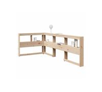 Tête de lit de bibliothèque en forme de L bois massif de pin, tête de lit, tête de lit avec rangement, tête de lit 859271