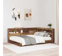 Tête de lit de Rangement Bois Ancien 140 cm en Bois d'ingénierie avec Station de Charge intégrée et Grand Espace de Stockage pour Chambre Moderne, Design Minimaliste et Durable