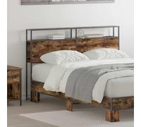 Tête de lit de Rangement Chêne fumé 135 cm, Bois d'ingénierie avec étagères intégrées, Station de Charge pour Chambre Moderne, headboard Only