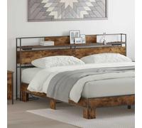 Tête de lit de Rangement chêne fumé 200 cm Bois d'ingénierie avec étagère intégrée Cadre Acier Design Moderne Fonctionnel Chambre