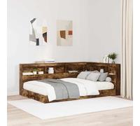 Tête de lit de Rangement Chêne fumé, 207,5 x 137,5 x 76,5 cm, Bois d'ingénierie, avec Station de Charge intégrée, pour Chambre Moderne