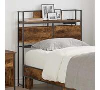 Tête de lit de Rangement Chêne fumé 90 cm, Bois d'ingénierie Durable, avec Étagères, Cadre en Acier, pour Chambre Moderne, headboard Only