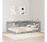 Tête de Lit de Rangement Gris Béton, Bois d'Ingénierie Durable, 207,5x137,5x76,5 cm, avec Station de Charge, Grand Espace de Stockage pour Chambre Moderne