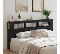 Tête De Lit De Stockage Vidaxl Avec Lumières Led Chêne Noir 200x18,5x103,5 Cm Noir