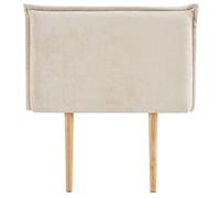 Tête de lit DELMO 90 rembourrée, En tissu polyester pour lit 90 cm, Sur pieds en bois, Blanc crème