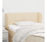 Tête de lit d'oreille crème 103 x 23 x 78/88 cm en tissu avec pieds en bois et hauteur réglable pour support arrière et design élégant. Ce titre pour Amazon (longueur : 124