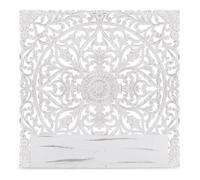 Tête de lit provençale bois sculpté peint blanc Siera 140 Blanc G