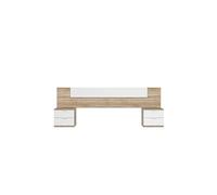 Tête de lit en mélamine avec 2 chevets coloris chêne canadian blanc artik - Hauteur 95 x Longueur 247 cm x Profondeur 38 cm